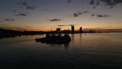 River Thames low water shots with boats at sunset Part 8 Stock Footage 116455115