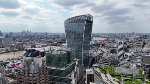 River Thames, modern architecture and dramatic cloudy skies Stock Footage 344067125
