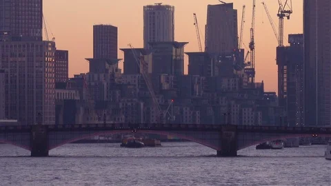 The River Thames at Sunset Stock Footage 122767160