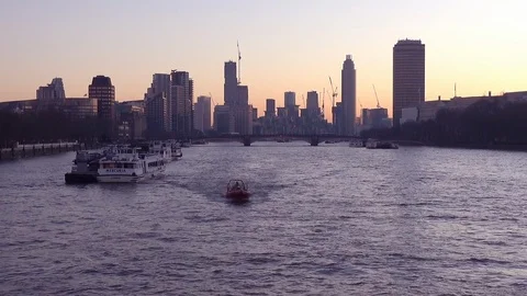 The River Thames at Sunset Stock Footage 122992261
