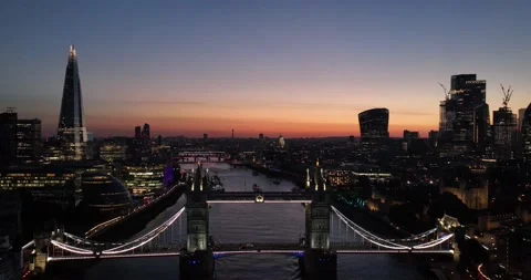 River Thames at Tower Bridge with The Shard and City of London skyscrapers Stock-Footage 201465751