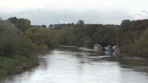 River Thames from Victoria Bridge, Windsor, Berkshire Stock Footage 292812136