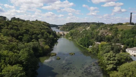River. There are stone cliffs and rocks around the water. Stock Footage 144470269