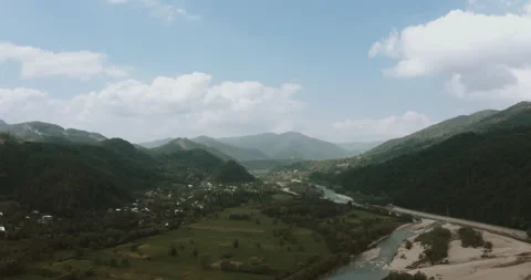 River through Carpathian mountains Stock Footage 136854667