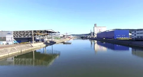 River through the industry with perfect and clear wheater. Stock Footage 66317096