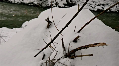 River Through the Winter Forest Stock Footage 46310467