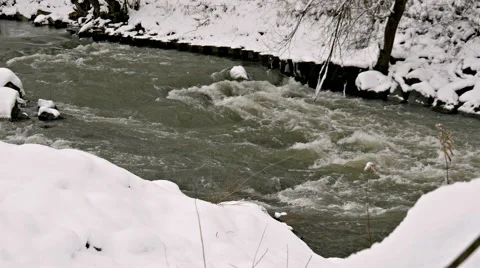 River Through the Winter Forest Stock Footage 46310611