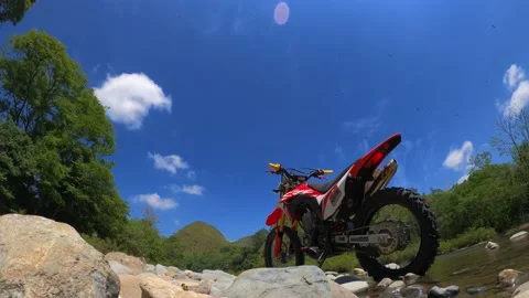 River Timelapse With Enduro Motor on Foreground Stock Footage 168173481