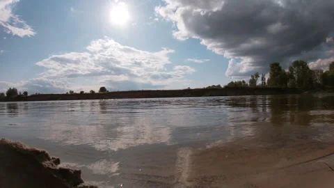 River timelapse, rain cloud movement, child, nature of Ukraine. 스톡 동영상 314645356