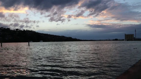 River Timelapse at Sunset Video stock 80012919