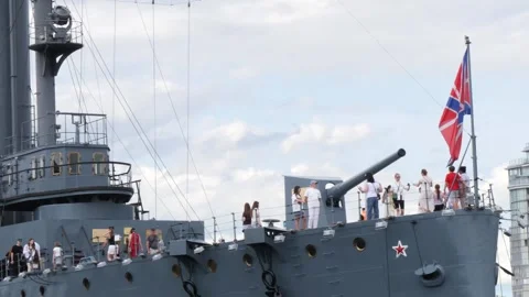 River. Tourists are walking and taking pictures on the ship. Stock Footage 340962601