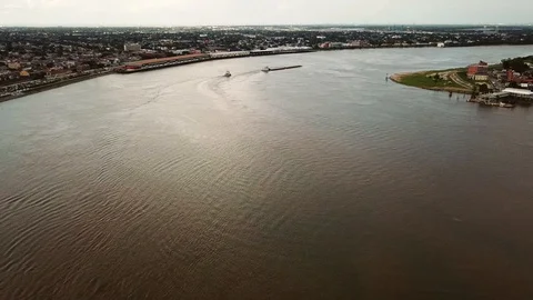 River Town Aerial Stock Footage 99665792