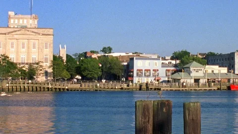 River Town Bird Fly's By Vídeo Stock 111296426