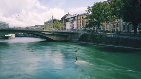 River in town Stock Footage 222392767