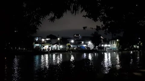 River Town at Night Video stock 336864503