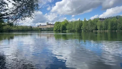 River traun near the monastery of stift lambach Stock Footage 154572249