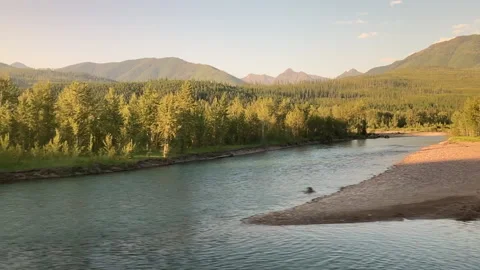 River, Trees, and Mountain Stock Footage 156973536