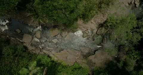 River in tropical green rainforest, 4K Aerial drone top view shot 스톡 동영상 251973174