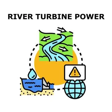 River turbine power generating clean renewable energy Stock Illustration