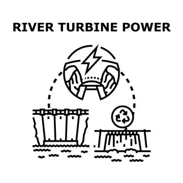 River turbine power generating clean electricity concept Stock Illustration