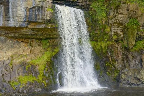 The River Twiss at Thornton Falls, Ingleton, Yorkshire. Stock Photos