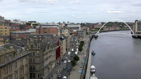 River Tyne traffic Millenium Bridge Stock Footage 80758878