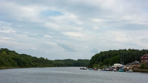 River Tyne view from St Peter's Wharf, time-lapse Stock Footage 112575813