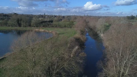 River In UK Using A Drone Stock Footage 102056354