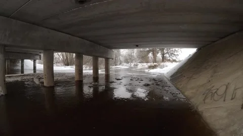River under the bridge, 4K time lapse Stock Footage 46142536