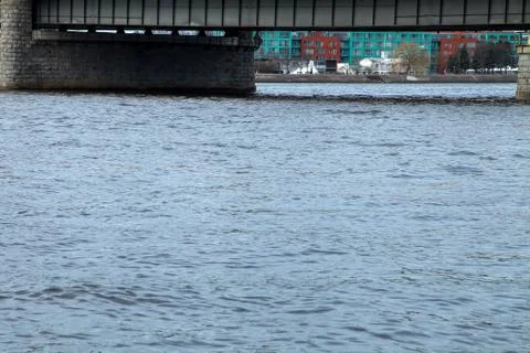 River under bridge in center of Riga. Stock Photos