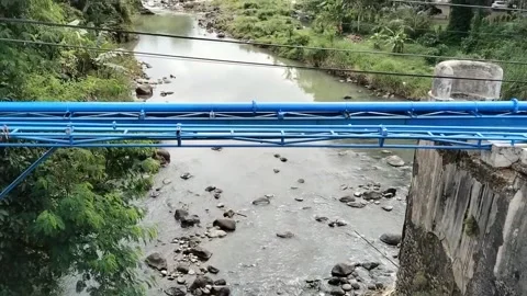 River under the bridge with fast flowing river water Stock Footage 311575794