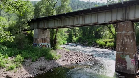 River under the bridge Vídeos de archivo 302228244