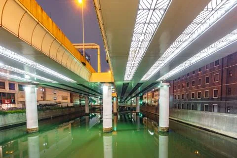 River under the bridge Stock Photos