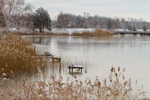 River under ice Stock Photos