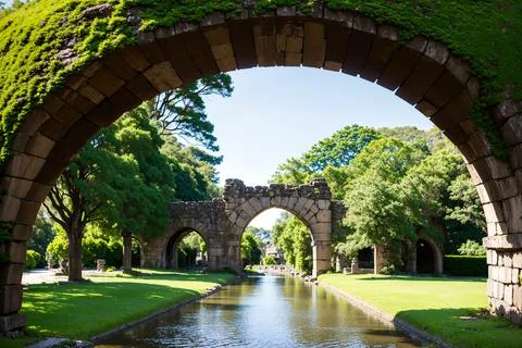 River under stone arch Foto stock