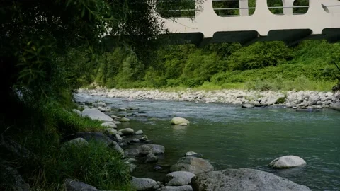 River underneath a bridge Video stock 204030417
