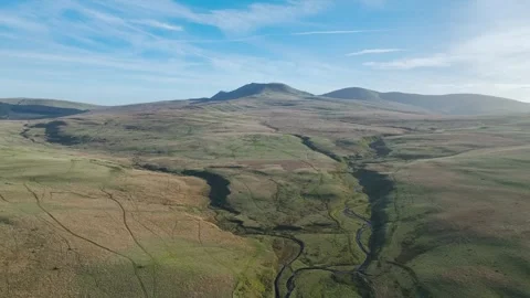 River Usk and Black Mountain, Brecon Beacons National Park, Wales, England Stock Footage 292460458
