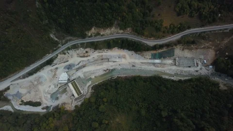 River valley at electrical dam Video stock 129345232