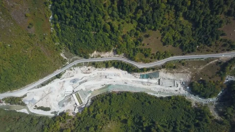 River valley at electrical dam Stock-Footage 129346436