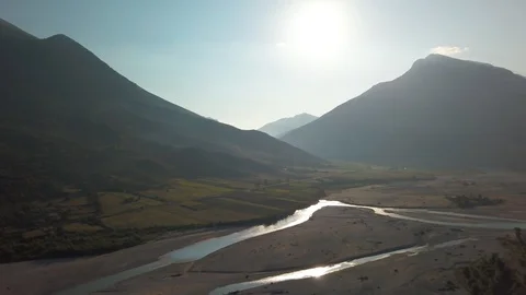 River valley with flatlands and forest Stock-Footage 129199717