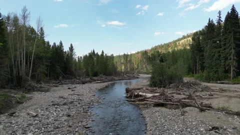 River valley mountain highway raiseup Stock Footage 219765499
