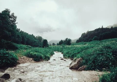River in valley Stock Photos