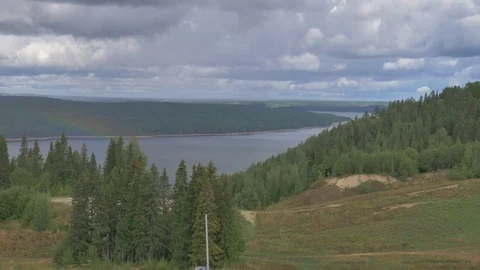 River valley with a rainbow Stock Footage 81014528