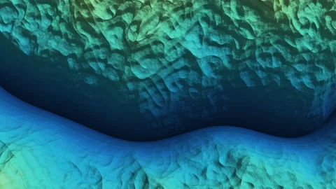 River Valley Terrace Digital Elevation Model Blue Hypsometric Tint Contours Stock Footage 343383476