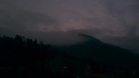 River valley under dark evening sky Stock Footage 328338077