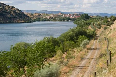 River View and Countryside Path in Portugal Stock Photos