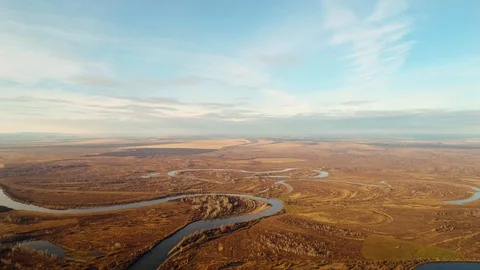 River view from bird flight. Stock Footage 96296482