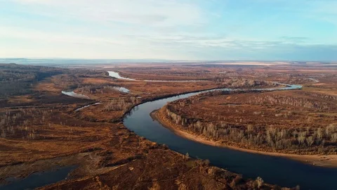 River view from bird flight. Stock Footage 96296503