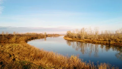 River view from bird flight. Stock Footage 96296665