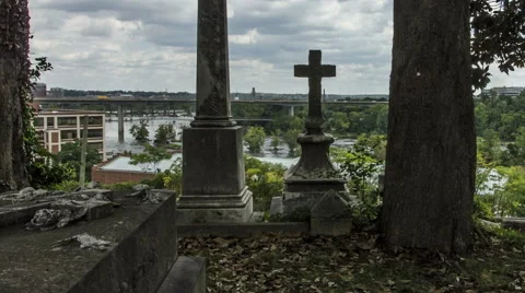 River view from cemetery timelapse Stock Footage 42382598